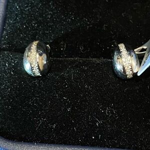 92.5 Sterling Silver With Moissanite Gemstones Down The Center Earrings